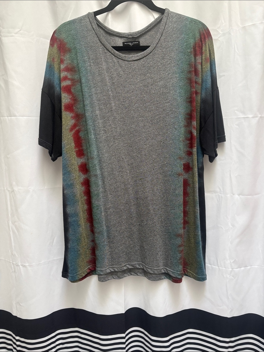 Heather Gray Short-Sleeve Tee with Multicolor Accents